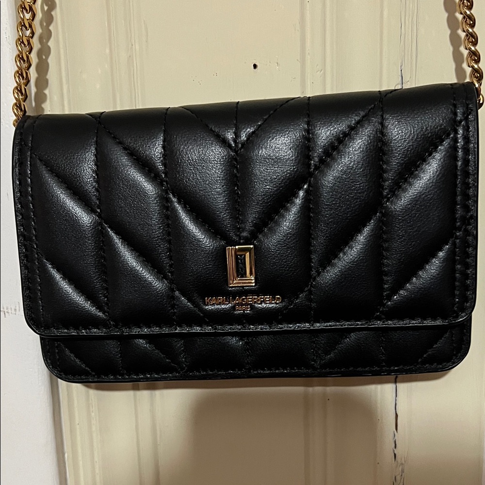 Karl Lagerfeld Black Quilted Crossbody Bag